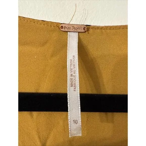 Free People Long Sleeves Autumn Gold Floral Dress Sz 6/8 Knee Length Fall Boho - Picture 5 of 8